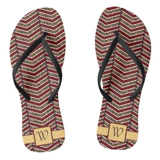 Leopard Print Chevron Teenslippers (Voetbed)