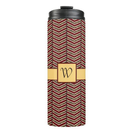 Leopard Print Chevron Thermal Tumbler Thermosbeker (Voorkant)