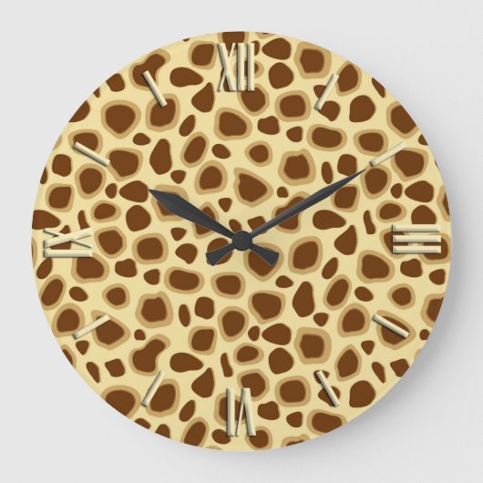 Leopard Print - Chocolate Brown en Camel Tan Grote Klok (Voorkant)