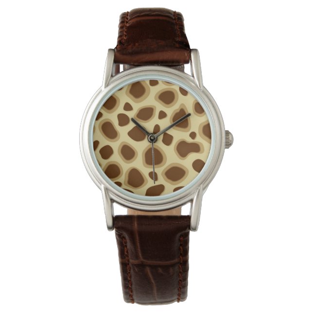 Leopard Print - Chocolate Brown en Camel Tan Horloge (Voorkant)
