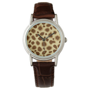 Leopard Print - Chocolate Brown en Camel Tan Horloge