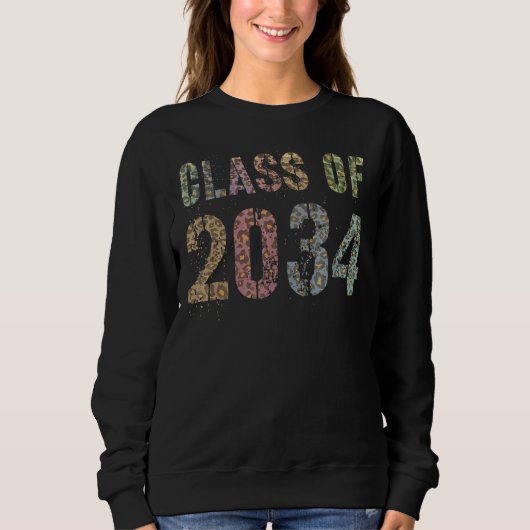 Leopard Print Class of 2034 Future Afstuderen Good Trui (Voorkant)