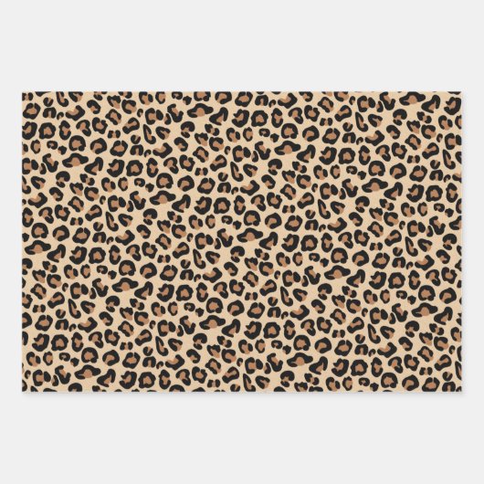 Leopard Print, Classic Black en Tan Inpakpapier Vel (Voorkant 3)