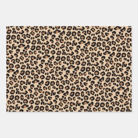 Leopard Print, Classic Black en Tan Inpakpapier Vel (Voorkant)