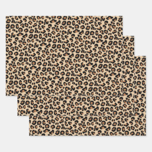 Leopard Print, Classic Black en Tan Inpakpapier Vel