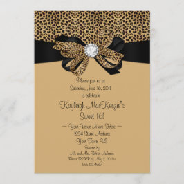Leopard Print Clear Rhinestones Diamonds Sweet 16 Kaart