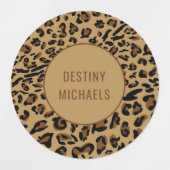 Leopard Print Color Coded Waterbestendig Rond Name Labels (Design 1)