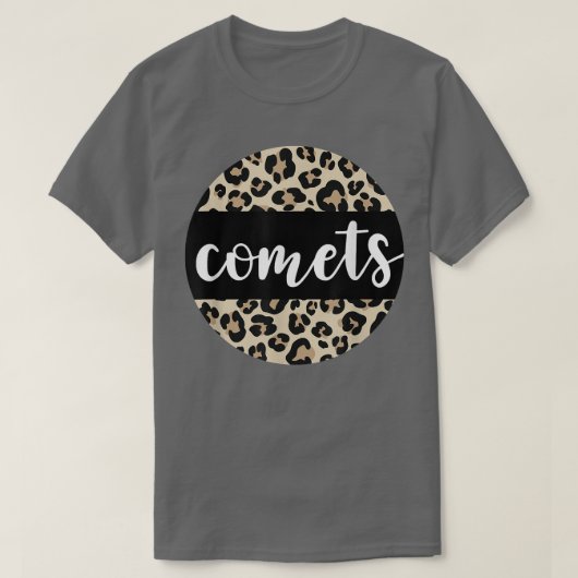 Leopard Print Comets Team Mascot School Spirit Gam T-shirt (Design voorkant)