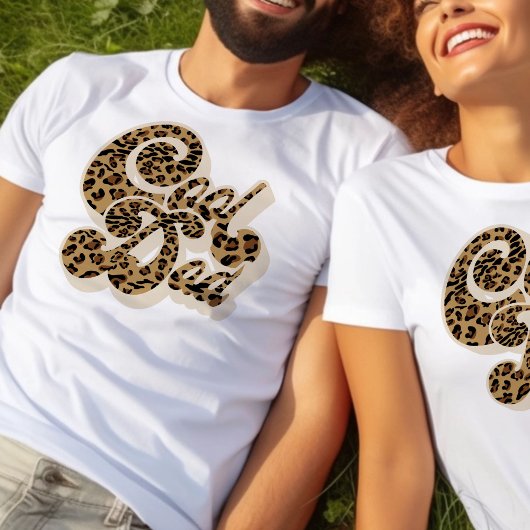 Leopard Print Cool Dad Matching Mama en mij T-shirt