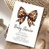 Leopard Print Coquette Bow Baby shower Uitnodiging
