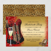 Leopard Print Corset Bachelorette Party nodigt uit Kaart (Voorkant / Achterkant)