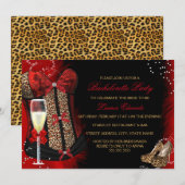 Leopard Print Corset Bachelorette Party Uitnodigin Kaart (Voorkant / Achterkant)