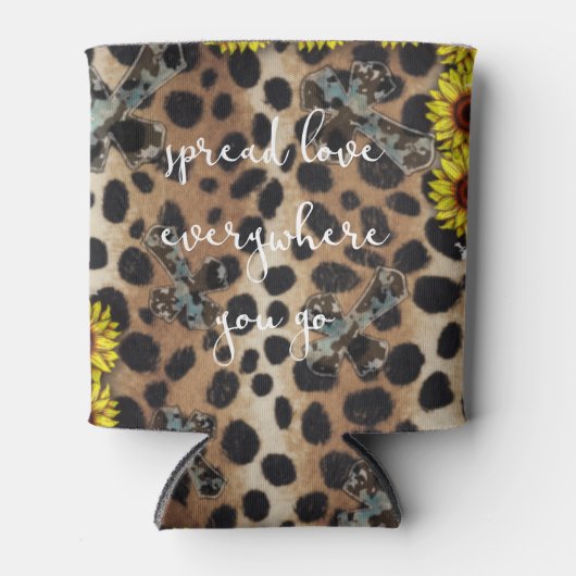 Leopard Print Crosses Sunflower sublimation Blikjeskoeler (Voorkant)