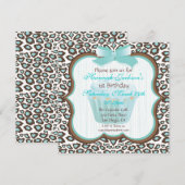leopard print cupcake blauwgroen verjaardagsfeest kaart (Voorkant / Achterkant)