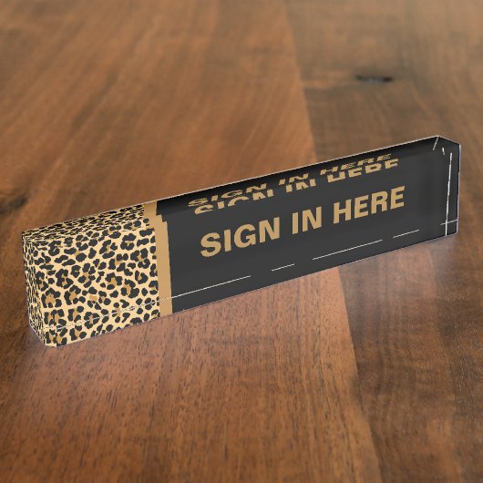 Leopard Print Custom Desk Name Bord Naambordje (Zijkant)