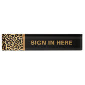 Leopard Print Custom Desk Name Bord Naambordje (Voorkant)