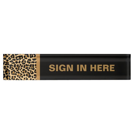 Leopard Print Custom Desk Name Bord Naambordje (Voorkant)