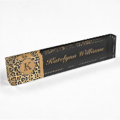 Leopard Print Custom Monogram Desk Name Bord Naambordje