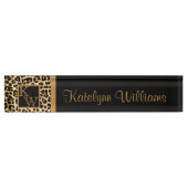 Leopard Print Custom Monogram Desk Name Bord Naambordje (Voorkant)