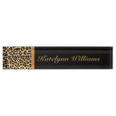 Leopard Print Custom Monogram Desk Name Bord Naambordje (Voorkant)