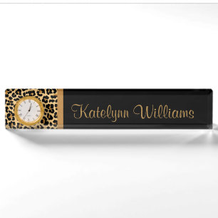 Leopard Print Custom Monogram Desk Name Bord Naambordje