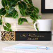 Leopard Print Custom Monogram Familienaam Bord Naambordje