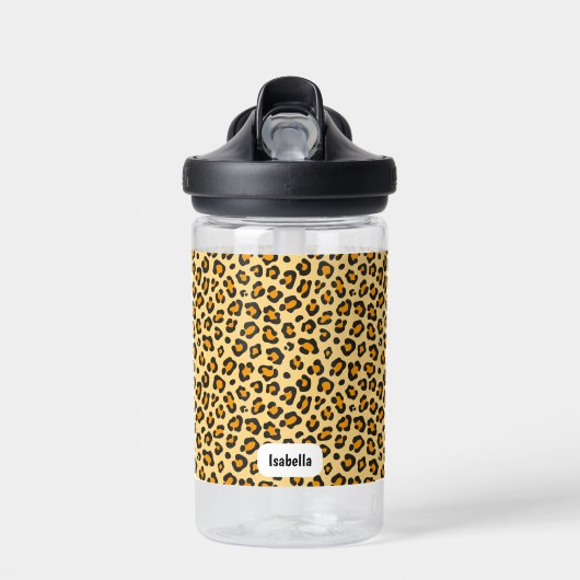 Leopard Print Custom Name Waterfles (Voorkant)