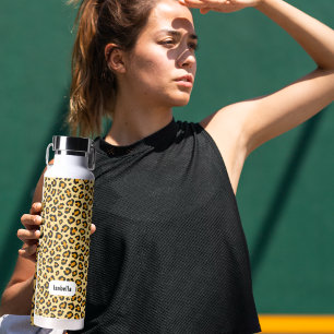 Leopard Print Custom Name Waterfles