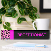 Leopard Print Custom Pink Desk Name Bord Naambordje