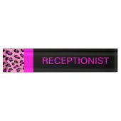 Leopard Print Custom Pink Desk Name Bord Naambordje (Voorkant)