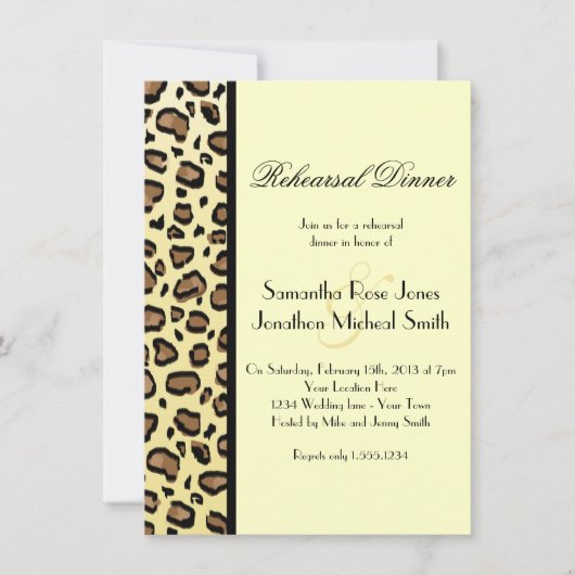 Leopard Print Custom Rehearings Dinner Kaart (Voorkant)