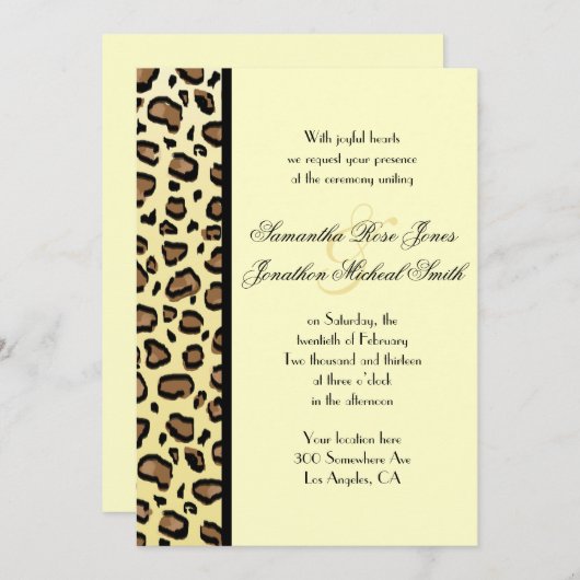 Leopard Print Custom Weddenschap Uitnodiging (Voorkant / Achterkant)