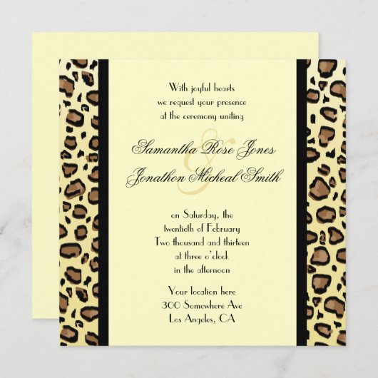 Leopard Print Custom Weddenschap Uitnodiging (Voorkant / Achterkant)