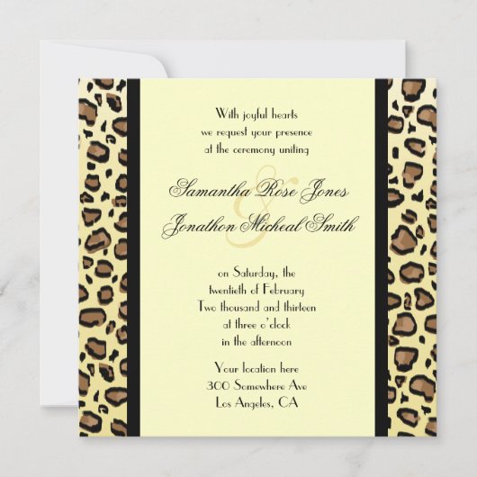 Leopard Print Custom Weddenschap Uitnodiging (Voorkant)