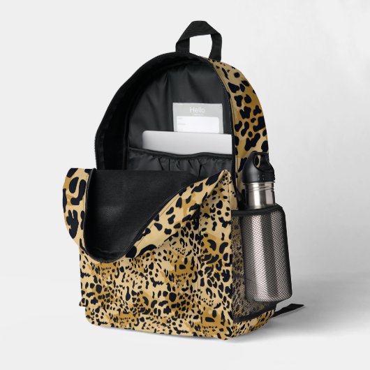 Leopard Print Cut Sew Bag Pack Bedrukte Rugzak (Achterkan Hoek Rechts (Open))