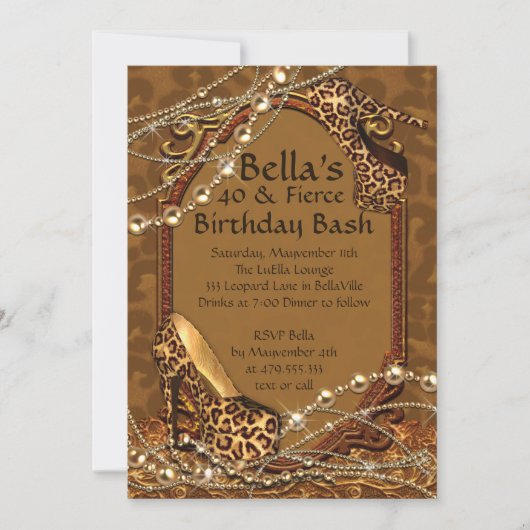 Leopard Print Dames Verjaardag Uitnodigingen (Voorkant)