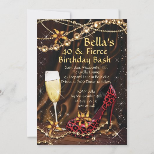 Leopard Print Dames Verjaardag Uitnodigingen (Voorkant)
