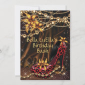 Leopard Print Dames Verjaardag Uitnodigingen (Achterkant)