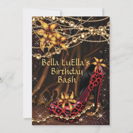 Leopard Print Dames Verjaardag Uitnodigingen (Achterkant)