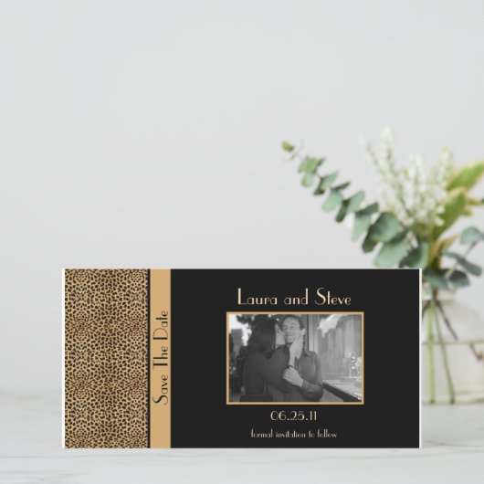 Leopard Print De datum van de fotokaart opslaan Save The Date (Staand voorkant)