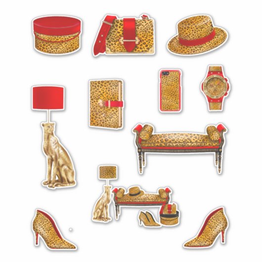 Leopard Print Decals Hoge Mode Vrouwen Planner Sticker (Voorkant)