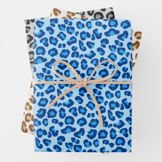 Leopard Print, Denim Blue, Cream, Grey  Inpakpapier Vel (In situ)