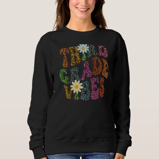 Leopard Print DERDE GRADE VIBES Teacher Peace Love Trui (Voorkant)