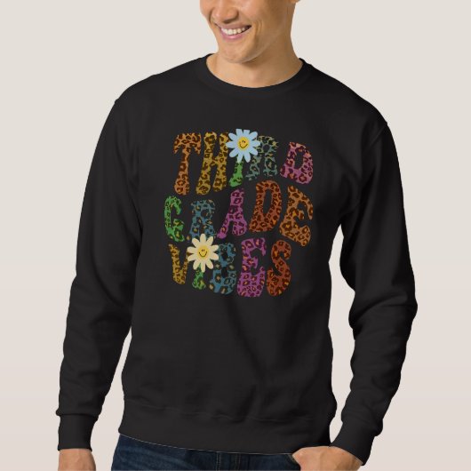 Leopard Print DERDE GRADE VIBES Teacher Peace Love Trui (Voorkant)