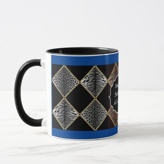 Leopard Print Diamond Design Two-Tone Mok (Links)