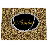 Leopard Print Diamond Monogram Lg Gift Bag Large Cadeautasje (Voorkant)