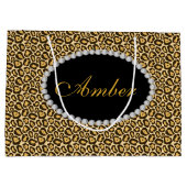Leopard Print Diamond Monogram Lg Gift Bag Large Cadeautasje (Achterkant)