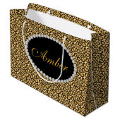 Leopard Print Diamond Monogram Lg Gift Bag Large Cadeautasje (Achterkant Gekanteld)