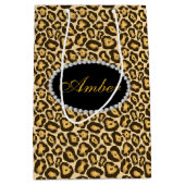 Leopard Print Diamonds & Name Monogram Medium Cadeauzakje (Voorkant)