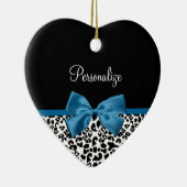 Leopard Print Dierenmotief  Blauw Boog Keramisch Ornament (Rechts)
